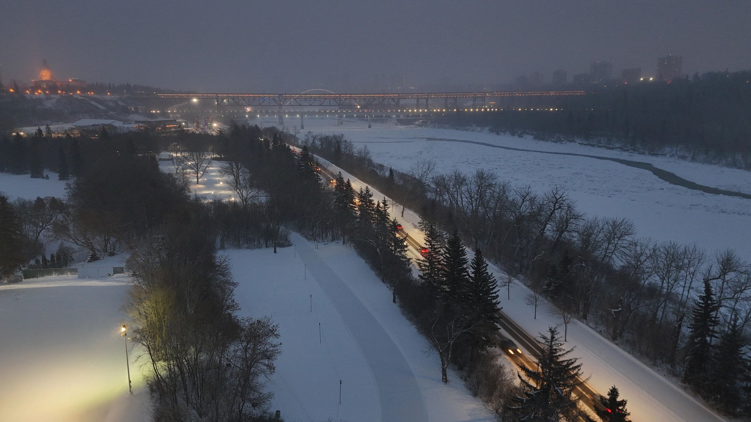 Edmonton winter skyline representing regional commercial roofing coverage